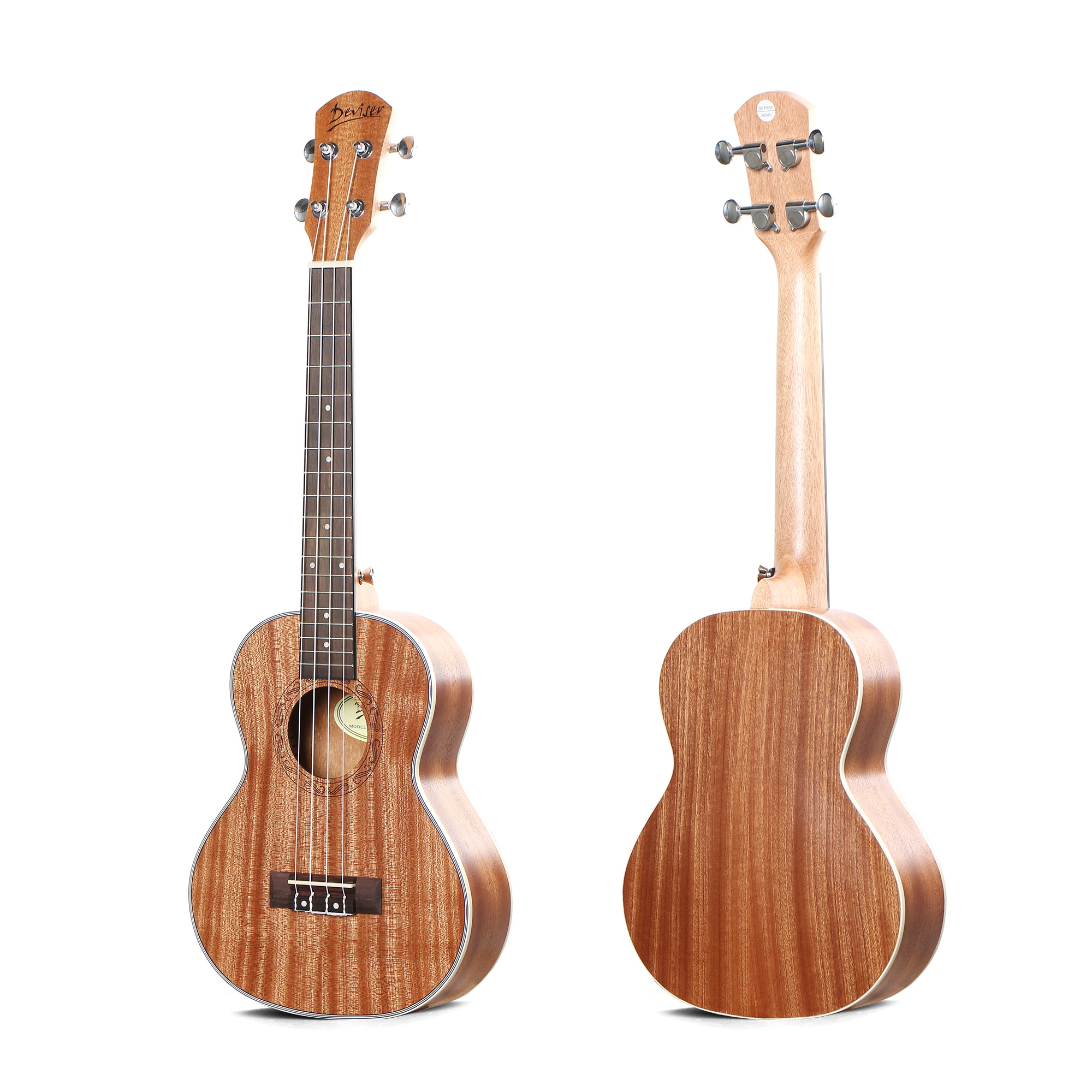 Tenor-Ukulele mit Mahagoni-Decke +Tasche, Ukulele-Strap, Cliptuner und Kapodaster