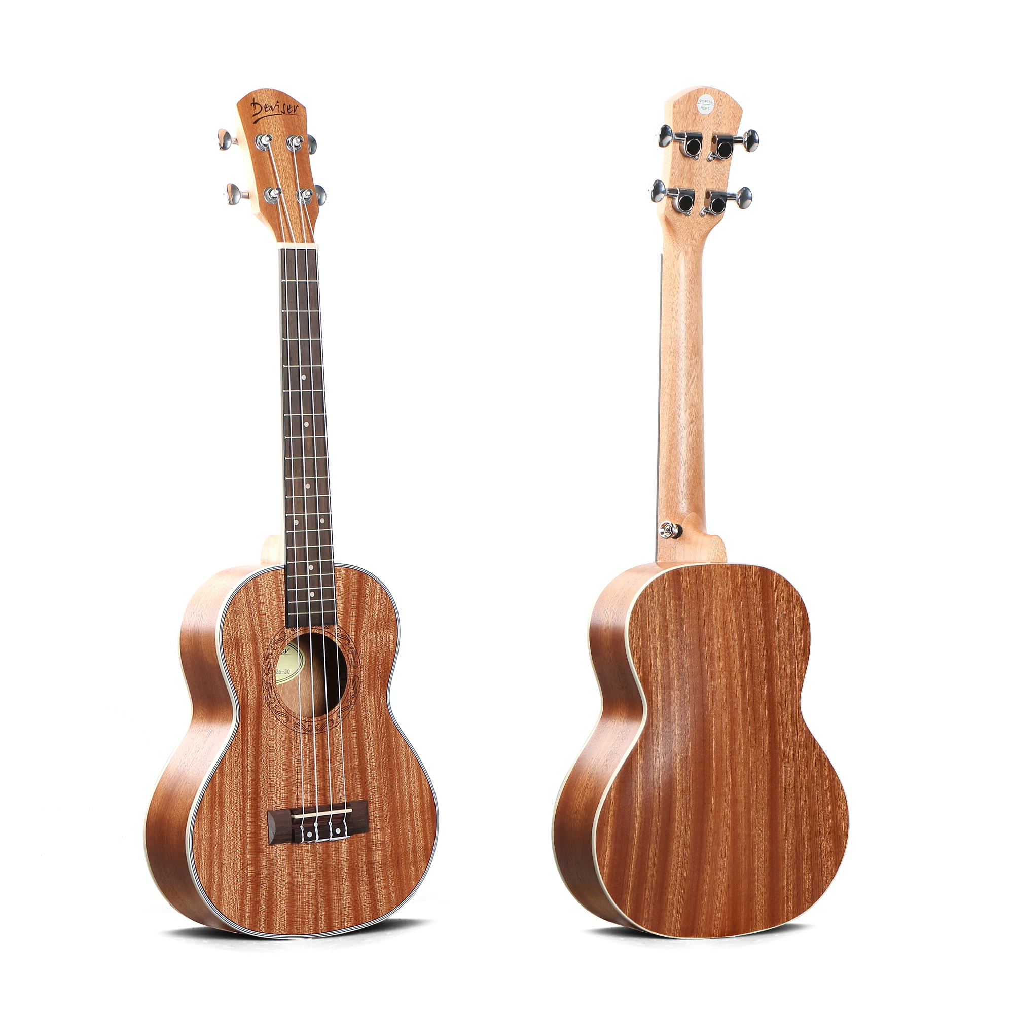 Tenor-Ukulele mit Mahagoni-Decke +Tasche, Ukulele-Strap, Cliptuner und Kapodaster